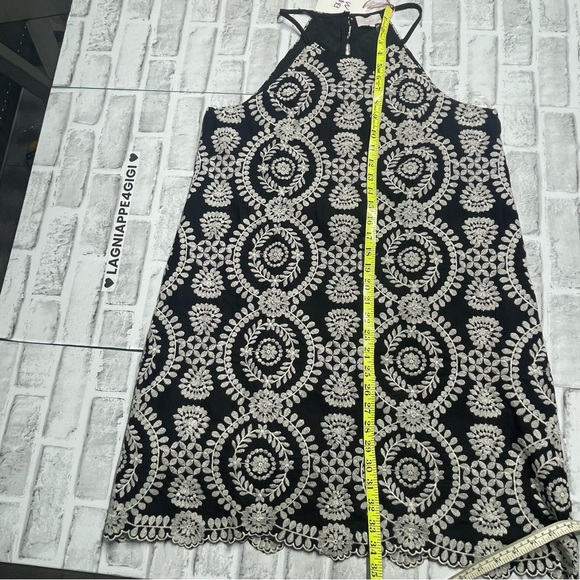 Entro Black and White Dress 100%cotton. Floral embroidered. New. Size L. Scallop - Picture 9 of 10